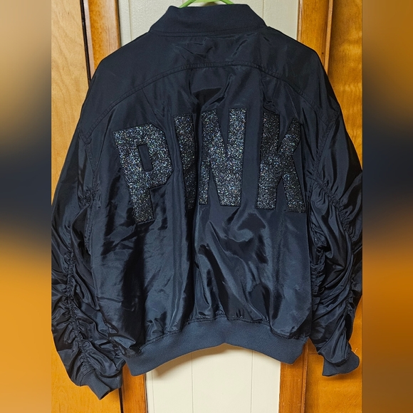 Victoria's Secret Black Bomber Jacket with Pink Accents - Picture 3 of 3